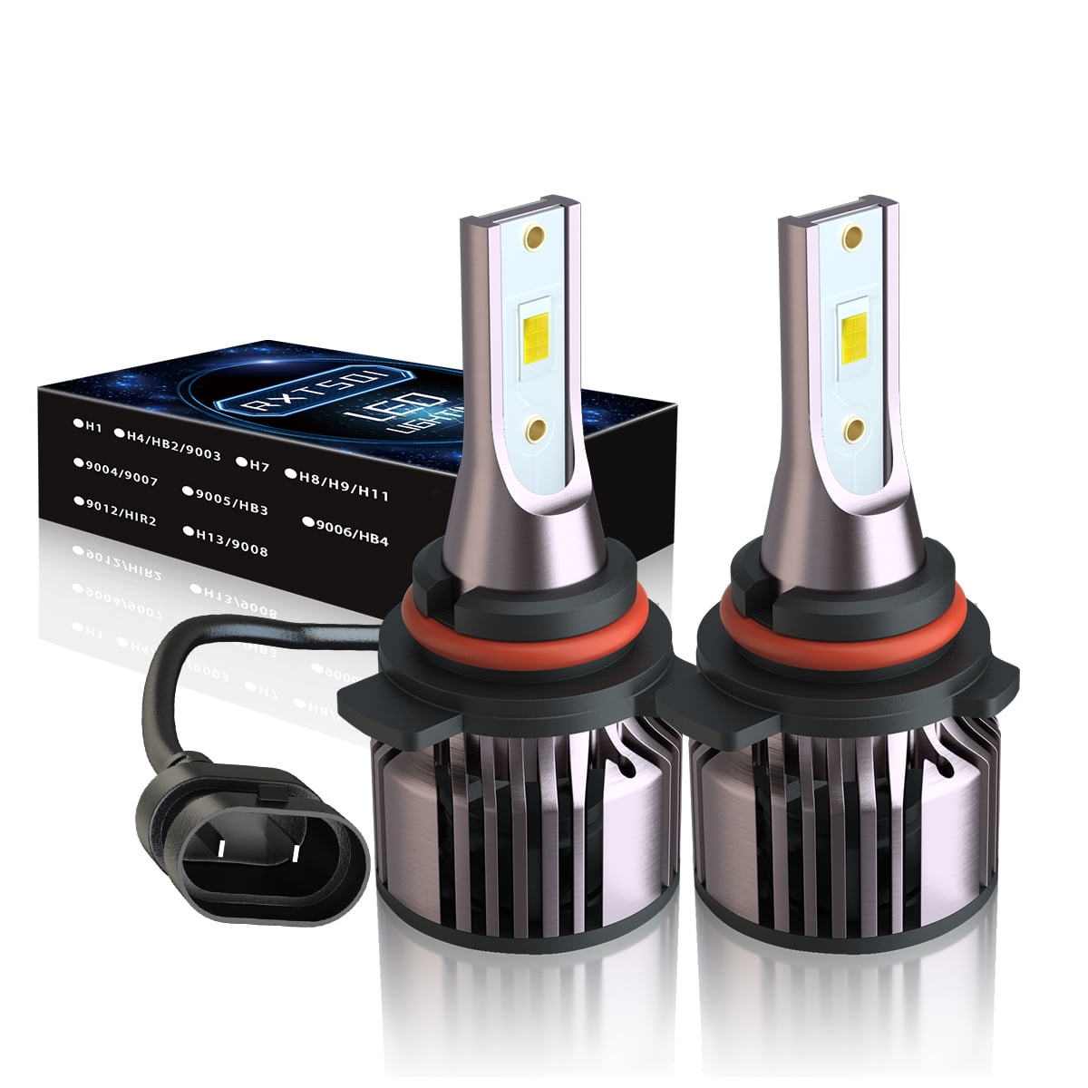 9012 HIR2 LED Headlight Bulbs High Low Beam, 50W 5500LM
