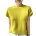 thumbnail image 2 of Chemises pour Femmes Hauts d'Été pour Femmes Col en V Demi-Haut Col Rond Débardeur Ample Mode Tricoté T-Shirt de Base, 2 of 3