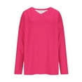 thumbnail image 6 of Feancey Fall Sweaters for Women Plus Size Long Sleeve V Neck Tops Ribbed Knit Casual Loose Sweater Trendy Going Out Blouses Solid Knitted Shirt Hot Pink S, 6 of 8