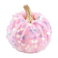 thumbnail image 2 of Pumpkins Halloween Decorations, Velour Artificial Glitter Pink Pumpkins for Halloween Thanksgiving Day, 2 of 9