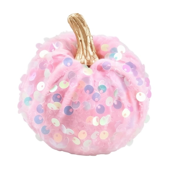 Halloween Decorations Pumpkins Fall Decor, Artificial Glitter Pumpkins for Thanksgiving Day Home Centerpieces Tables, Pink Halloween Decor Indoor Outdoor