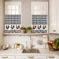 thumbnail image 3 of 3 Piece Kitchen Curtains and Valances Set Black White Plaid Rooster Cafe Curtains 36 Inch Length Vintage Farmhouse Checkered Valance & Tier Curtain for Living Room Bedroom Window 54"x18"+27"x36"*2, 3 of 6