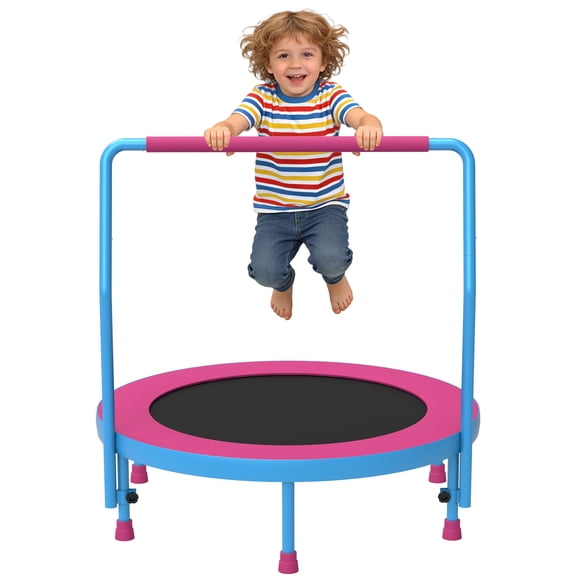 Cochan 36inch Mini Trampoline for Kids, 3FT Small Indoor Trampoline with Handlebar Ages 1-6, Foldable Kids Trampoline for Toddlers, Brithday Gift for Boy and Girl