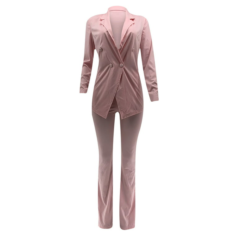 Women Sexy Blazer Sets Business Casual 2 Piece Outfits V Neck Long Sleeve  Slim Fit Jacket and Flare Pants Ladies Suit Black 