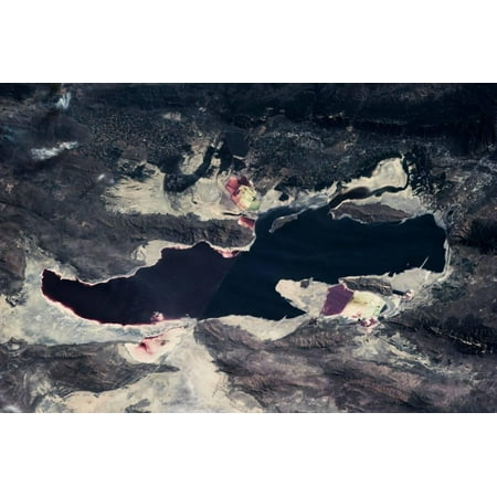 Satellite view of Great Salt Lake and salt flats, Utah, USA Print Wall