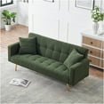 thumbnail image 4 of JERFIT 3-Seater Convertible Sofa Bed with Pillows, Plush Green Teddy Fabric for Living Room, Modern Sleeper Couch, 4 of 9