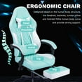 thumbnail image 3 of Ergonomic Gaming Chair with Footrest,PVC Leather Video Game Chair for Adults,Headrest & Lumbar Support,Adjustable Backrest,Sky Blue, 3 of 8