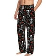 thumbnail image 3 of Kdxio Skeleton with Roses Print Men's Sleep Pajama Pant Lounge Pants with Pockets, 3 of 8