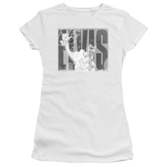 Elvis Presley Aloha Gray Junior Women's Sheer T-Shirt White