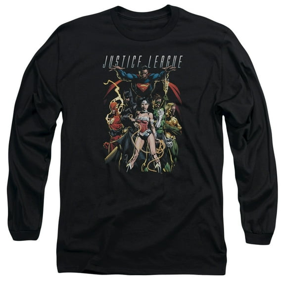 JLA Justice League Dark Days  Long Sleeve Adult 18/1 T-Shirt Black