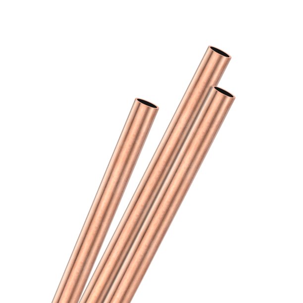 Uxcell Paquete de 3 Tubos Redondos de Cobre, 5mm OD 0.5mm de Grosor, 250mm de Longitud, Tubo Recto para Construcción/Mecanizado/Manualidades, Tubo Recto de Metal