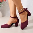thumbnail image 6 of GERsome Women's Low Chunky Heels Closed Toe Ankle Strap Work Office Wedding Party Dress Pump Shoes, Wine Size 6.5, 6 of 9
