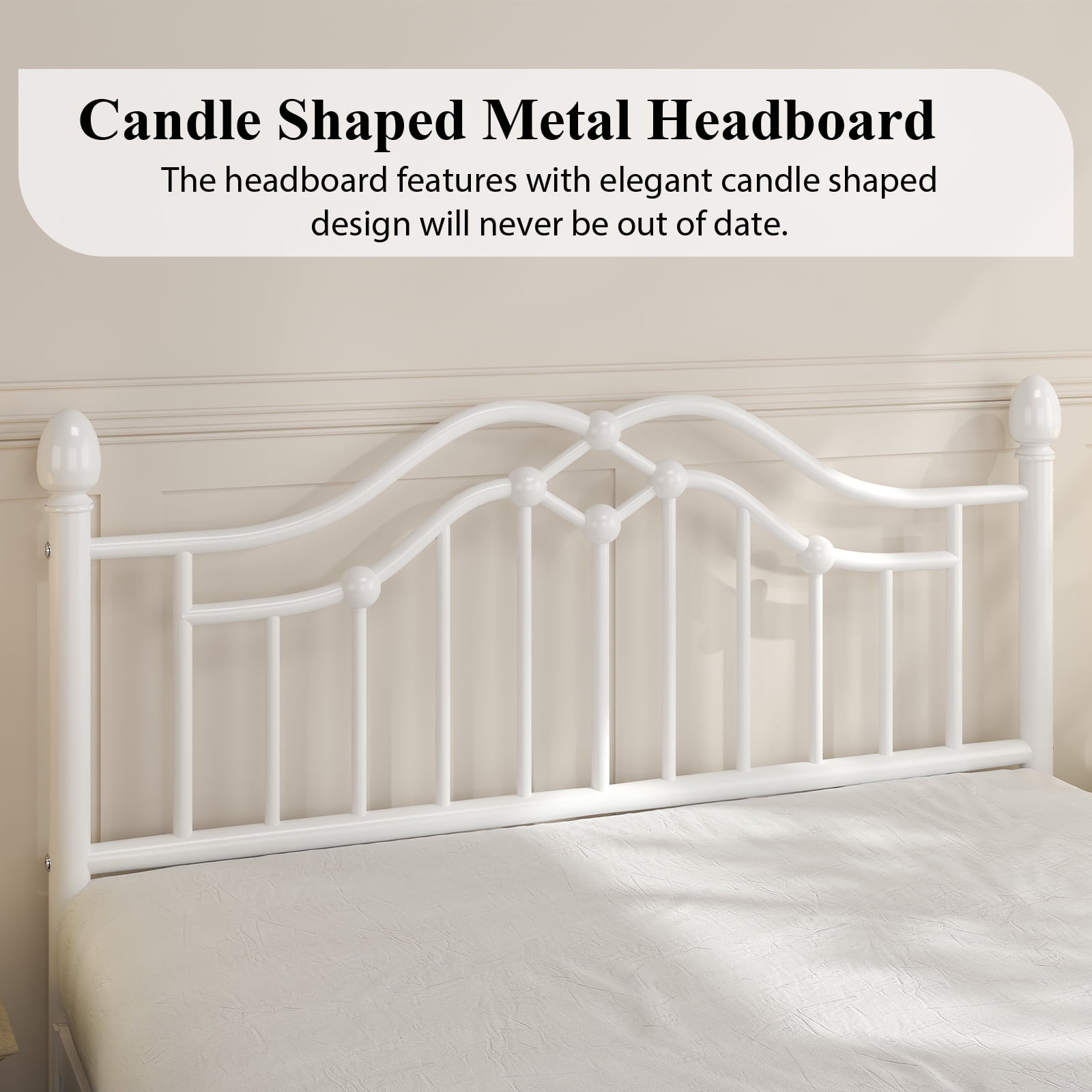 EBERY Full Metal Platform Bed Frame with Headboard and Footboard, Sturdy Steel Slat Support, Easy Assembly, White