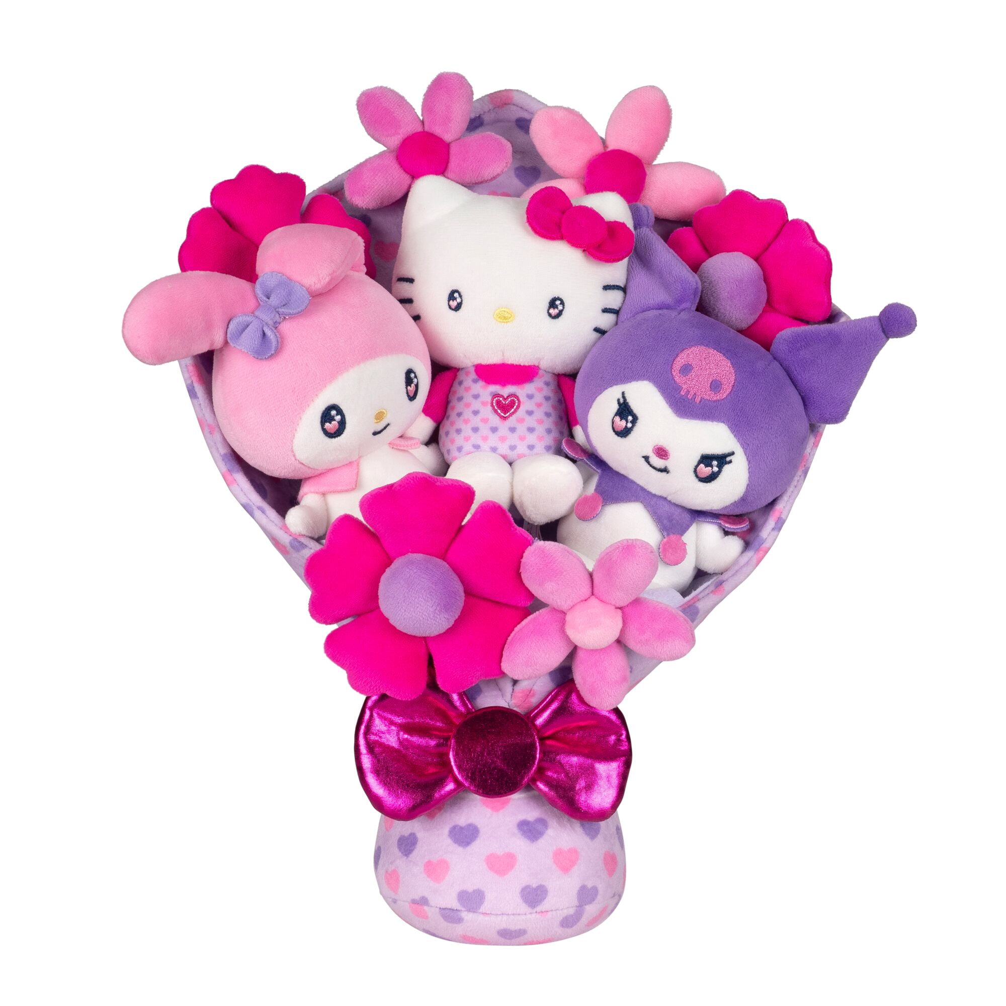 Hello Kitty 招福 ぬいぐるみ 座布団付き Hello Kitty, My Melody, and Cinnamoroll With Frog Hat 8