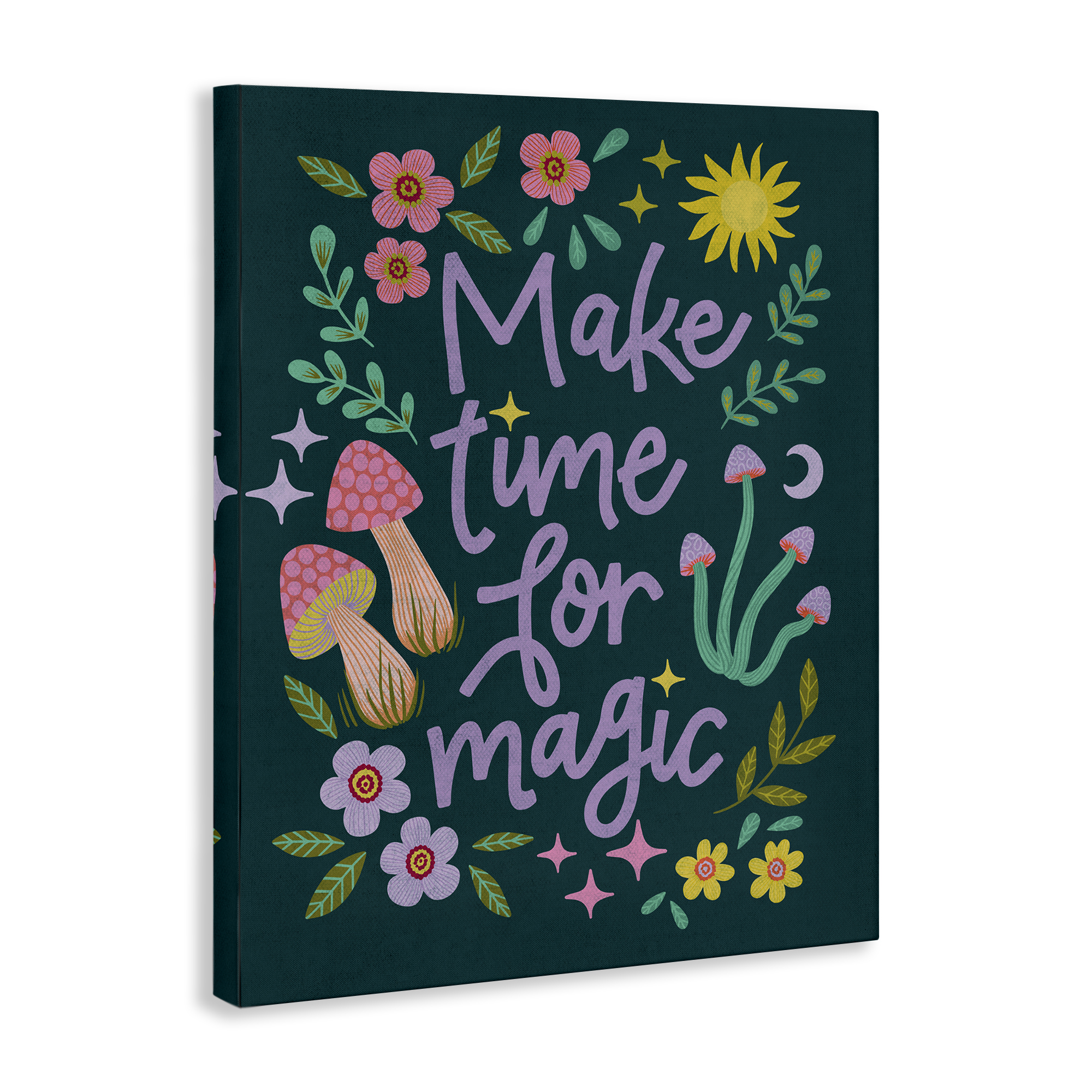 Stupell Industries Time For Magic with Florals Plants & Flowers Painting Wrapped Canvas Art Print Wall Art, 16 x 20