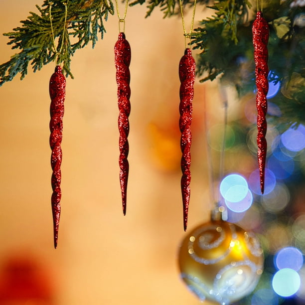 Hot6sl Ofertas de La Semana Suministros de Decoración Navideña Colgante de Barra de Hielo de Colores Colgante de Varita Colgante de Hilo de Árbol Pequeño