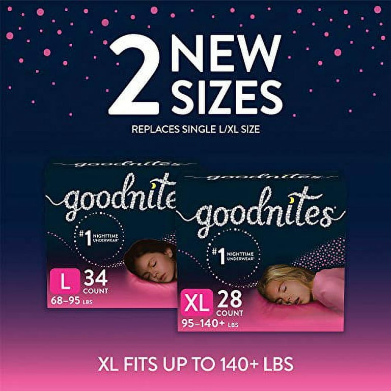 Goodnites Nighttime Bedwetting Underwear, Girls Large 68-95 lb, 58 Count