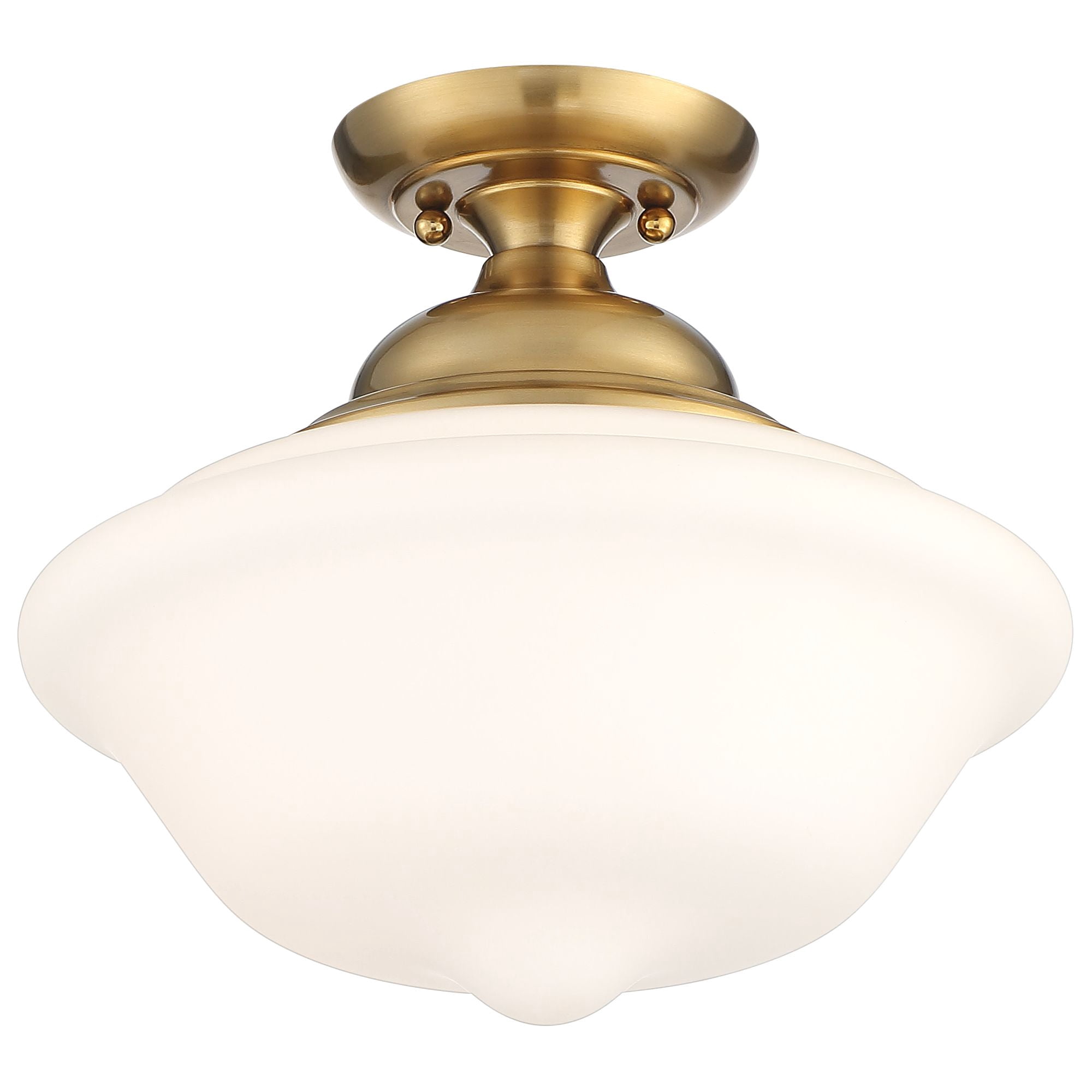 Regency Hill Modern Ceiling Light Semi Flush Mount Fixture 12 3/4" Wide Soft Gold White Glass Shade for Bedroom Kitchen Schoolhouse