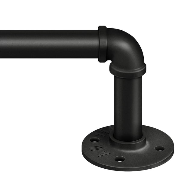 Barra de cortina Zeerobee industrial envolvente negra de 66 a 120 cm