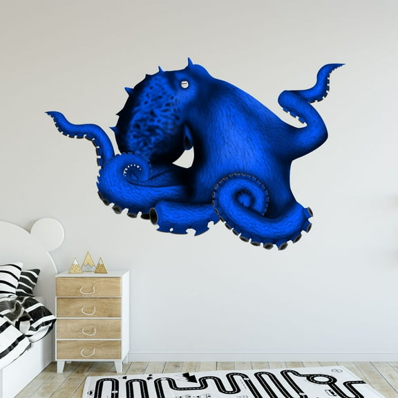 VWAQ Octopus Vinyl Wall Decal Mural Decor Octopus Tentacles Stickers Ocean Animal Wall Art - OCW2 (Blue, 32" H X 48" W)