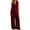 Red, variant on Elara Women's Summer 2 Piece Outfits Sleeveless V Neck Button Vest Top High Waisted Wide Leg Pants Set, Casual Loose Loungewear for Vacation Daily Wear