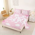 thumbnail image 2 of Castle Fairy Pink Rainbow Letter M Full Size Sheets 4-Piece for Girls,Cartoon Theme Bed Sheets for Kids, 2 of 6