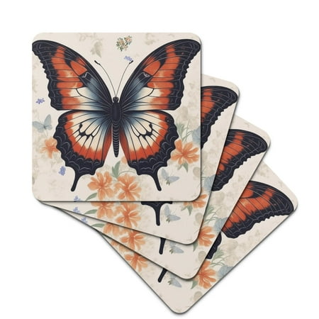 

Rubber Square Coasters Not Easily Deformed Soft and Have Thermal Insulation Properties with Exquisite Butterfly Pattern Coasters