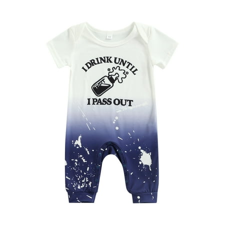 

Frobukio Infant Baby Girls Boys Romper Letter Print Gradient Color Short Sleeve Jumpsuit Summer One-Piece Clothes White Newborn