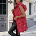 thumbnail image 4 of Breezora Women Long Sleeveless Puffer Vest Hooded Quilted Gilet Casual Zip Up Winter Warm Layer XXXXXXL Size Wine, 4 of 4