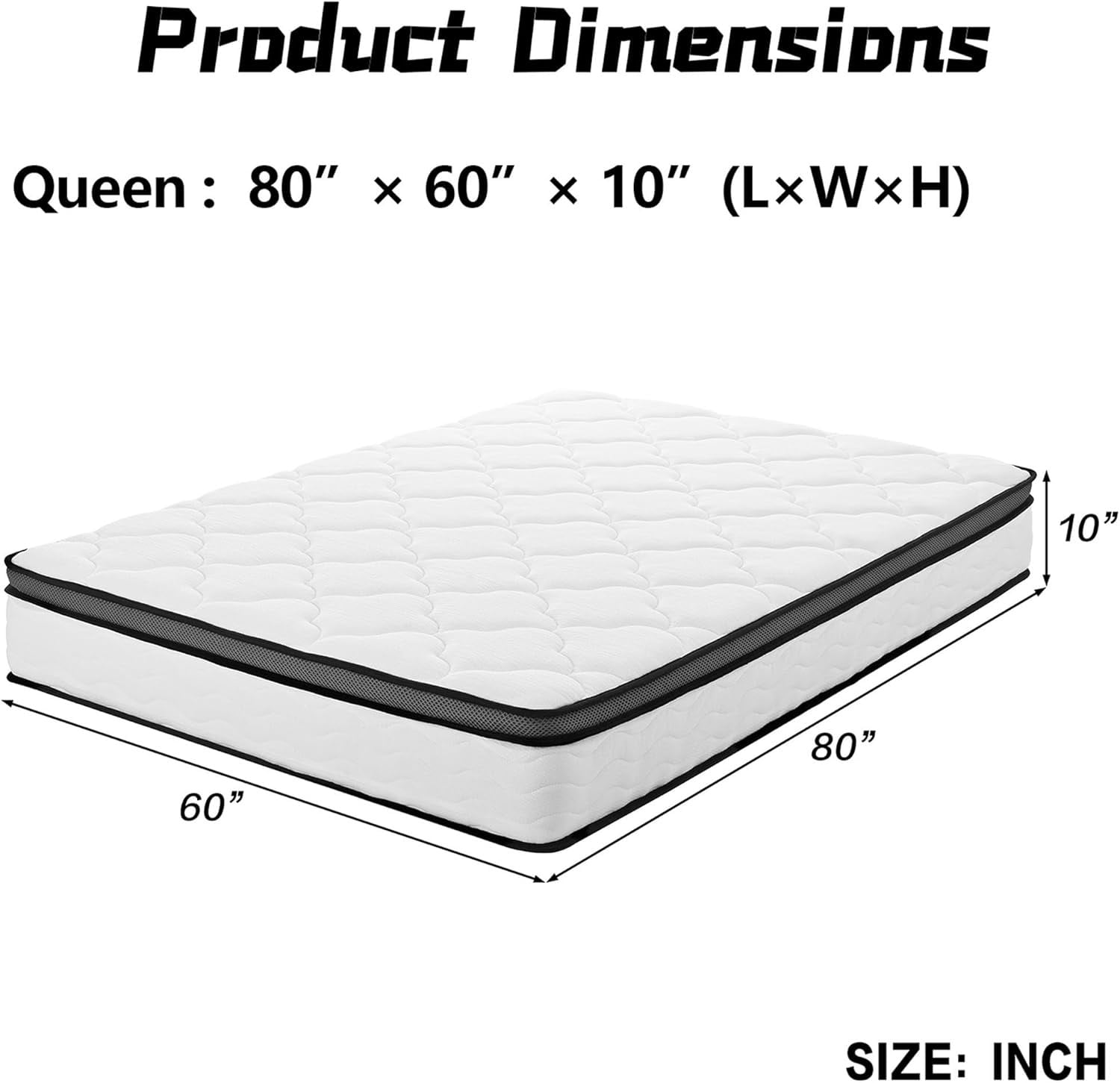 CARZZI LIFE Queen Mattress 10 Inch, Queen Size Memory Foam Mattress in a Box, Hybrid Mattresses with Independent Pocket Coils for Motion Isolation & Silent Sleep, Medium Firm,CertiPUR-US