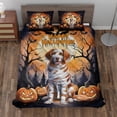 thumbnail image 2 of Mummy Brittany Spaniel Happy Halloween with Pumpkins Bats Spooky Fun Quilt Bedding Set Brittany Dog Lover Gifts Idea 1 Blanket Bed Cover 2 Pillowcases - 00019, 2 of 5