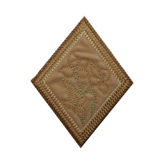 ID 6993 Stitched Flower Badge Patch Garden Symbol Embroidered Iron On Applique