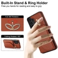 thumbnail image 3 of for Samsung Galaxy A73 5G Wallet Case with Card Holder Women Men, Flip PU Leather Kickstand Shockproof Protective Phone Cover Magnetic Clasp 360 Rotation Ring Stand for Samsung A73 5G, Brown, 3 of 7