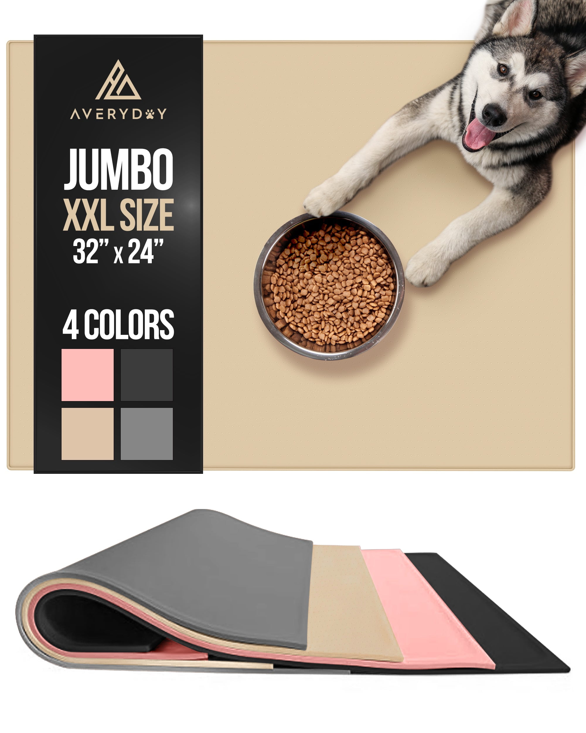 DogBuddy Dog Food Mat - Waterproof Dog Bowl Mat, Silicone Dog Mat for Food  and Water, Pet Food Mat with Edges, Dog Food Mats for Floors, Nonslip Dog  Feeding Mat L: 24