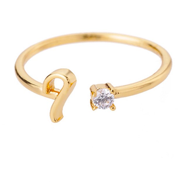 Kkkded Finger Ring Adjustable Electroplated Alphabet 26 - Letter Geometric Finger Ring - for Women