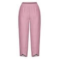 thumbnail image 4 of Timegard Plus Size Pants for Women Elastic Waist Solid Color Comfy Fall Casual Crop Pants with Pockets, 4 of 5