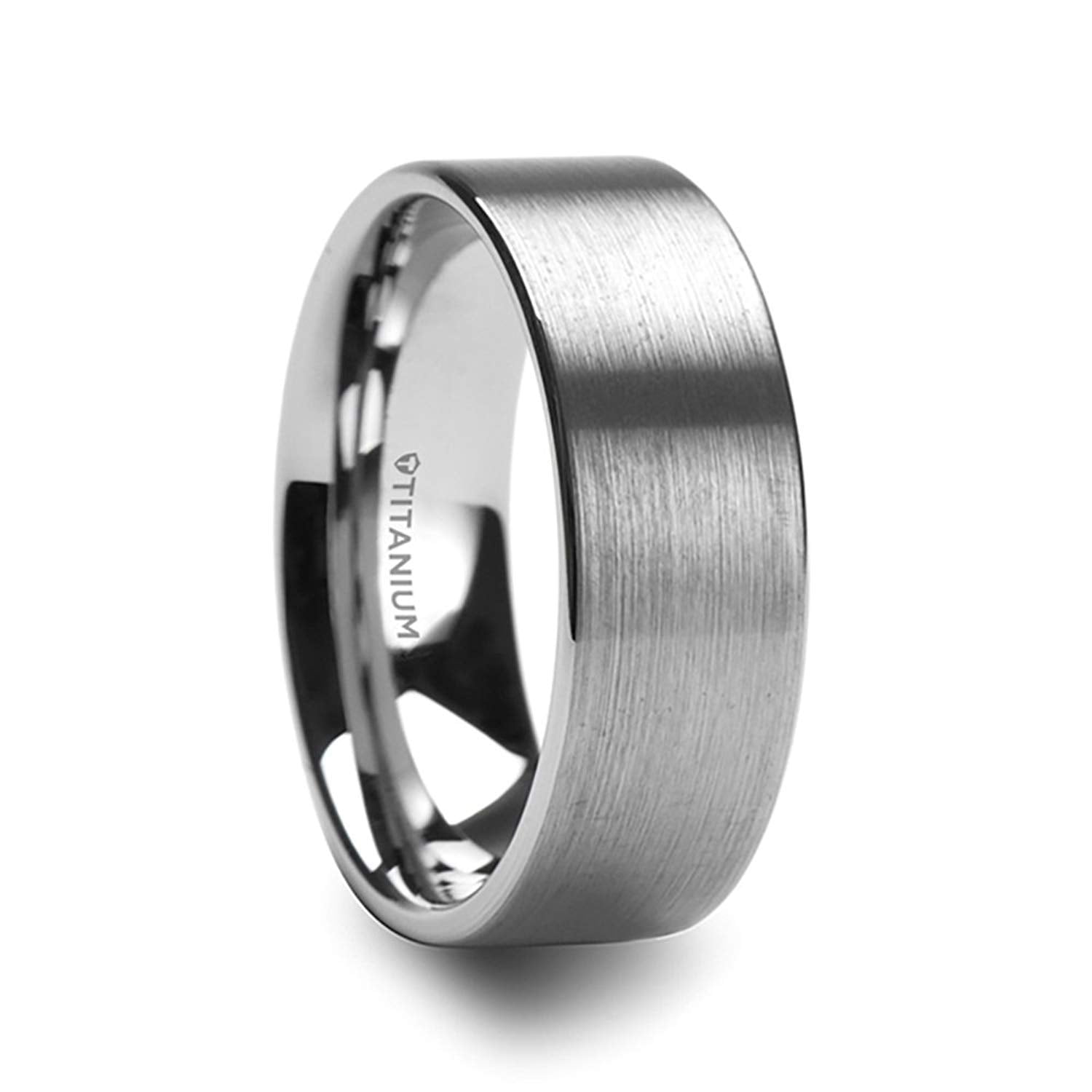8 mm Lightweight Titanium Thorsten Hardy Polished Finish Flat Style Titanium Wedding Ring Comfort Fit Titanium Rings for Men