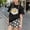 Black, variant on Girls Summer 2 Piece Outfits Floral Cute Short Sleeve and Elastic Waist Shorts Kids Clothing Set Purple Size 4T Purple Size 4T
