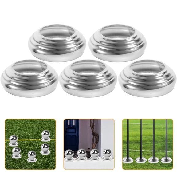 Stainless Steel Flagpole Base for Outdoor Use Silver Color 5 Pieces