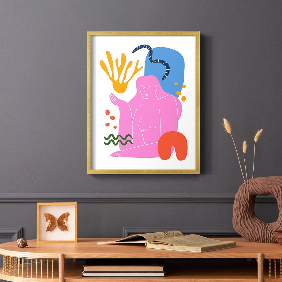 Matisse CDXXXIX in Gold Solid Wood Framed Print No Nail Hanging