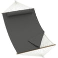 thumbnail image 1 of Hammock with Stand 2 Person - Cotton Rope Hammock with Polyester Pad - Adjustable Steel Frame - 2 in 1 Outdoor Hammock for Patio Backyard Garden Beach - Dark Gray Color, 1 of 8
