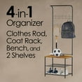 thumbnail image 3 of Lavish Home Entryway Bench with Coat Rack – Metal Hall Tree with Seat, Hooks, and Shoe Storage, 3 of 8