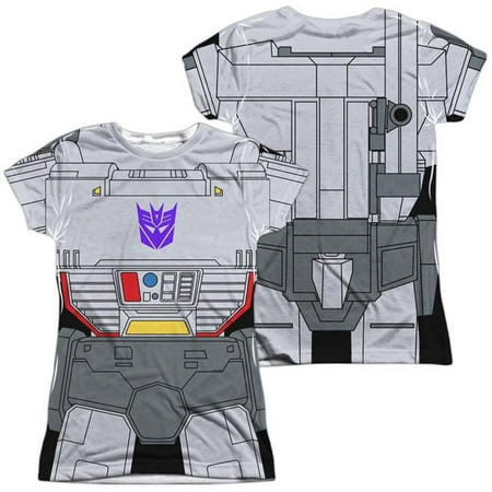 Trevco Sportswear HBRO132FB-JSPP-3 Transformers & Megatron Costume Front & Back Print - Short Sleeve Junior Poly Crew T-Shirt, White - Large