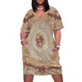 thumbnail image 1 of Vestido playero holgado con estampado floral de Aubusson francés en rosa antiguo y bolsillos para mujer 2025, 1 of 7