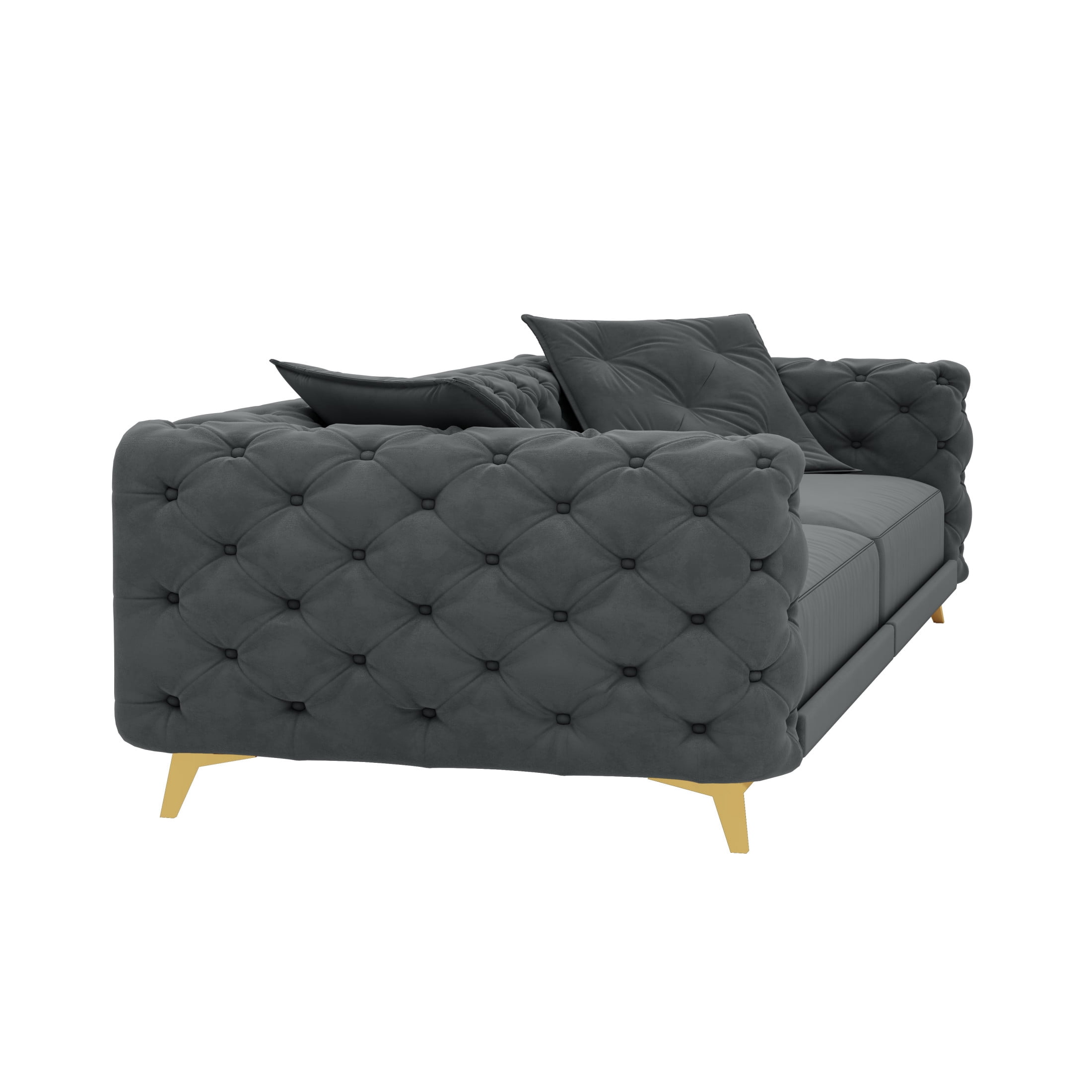 Noble House Rostin 4-Seat Velvet Convertible Sleeper Sofa, 3-in-1 Pull-Out King Bed with Movable Ottoman, Dark Grey