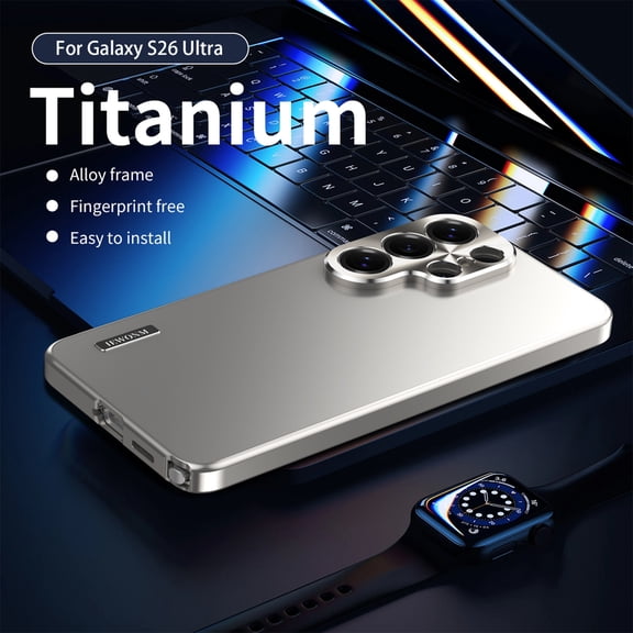 Dteck Metal Case for Samsung Galaxy S26 Ultra,Luxury Alloy Frame Slim Back Case Shockproof Magnetic Lock Cover for Samsung Galaxy S26 Ultra,Titanium