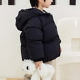 thumbnail image 6 of Kids Winter Coats Children's Solid Color Hooded Pocket Cardigan Cotton Padded Clothes Winter Down Coats Black 6 Months, 6 of 6