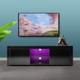thumbnail image 2 of TV Stand for TVs up to 70 inch, Modern Media Console TV Cabinet with LED Lights, Entertainment Center with Double Doors Storage and Open Shelves, High Gloss TV Cabinet for Living Room, Black, D3241, 2 of 8