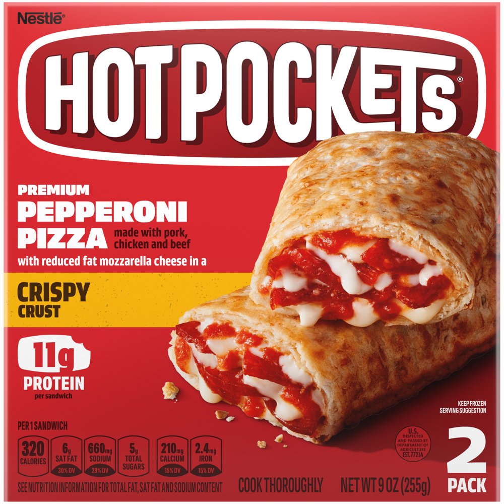 Hot Pockets Premium Pepperoni Pizza Crispy Crust Frozen Snacks 9 oz