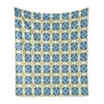 thumbnail image 1 of Spanish Soft Flannel Fleece Throw Blanket, Traditional Portuguese Tiles Mosaic Azulejo with Effects, Cozy Plush for Indoor and Outdoor Use, 50" x 60", Cobalt Blue Yellow White, by Ambesonne, 1 of 6